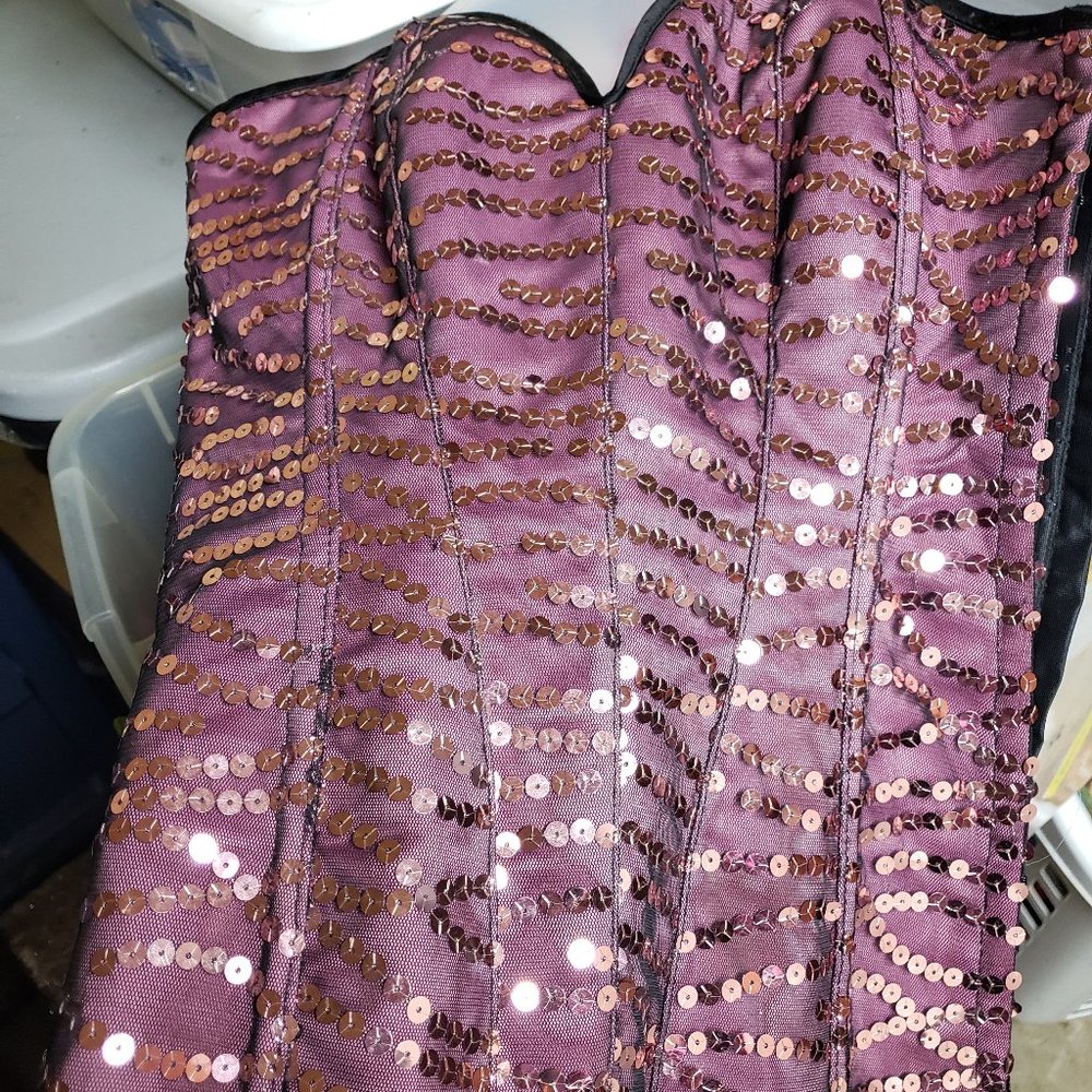 Sequined boned lace-up corset